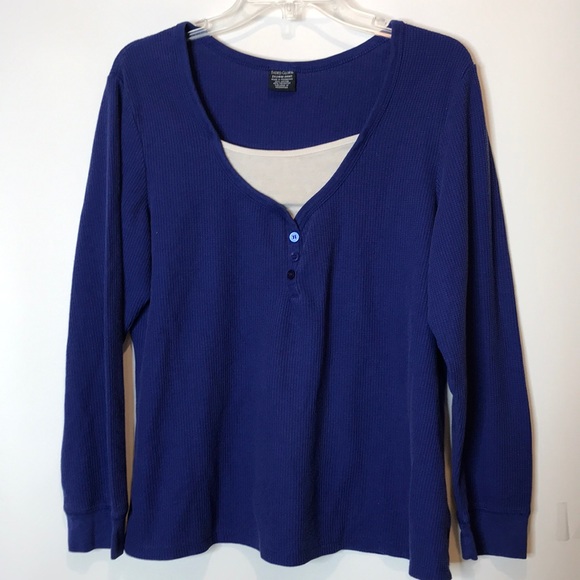 Faded Glory Blue White Top 2X 18W 20W PLUS SIZE - Picture 1 of 8